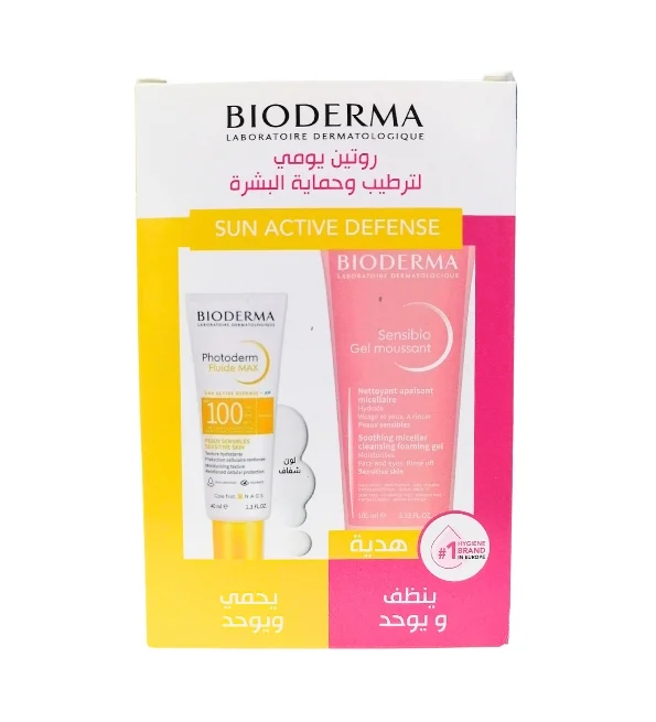 Photoderm-duo-pack-Fluide-max-invisible-spf100sensibio-gel-mouss-1-1 Bioderma Photoderm Fluide Max Invisible Spf100 + Sensibio Gel Moussant – Image 1