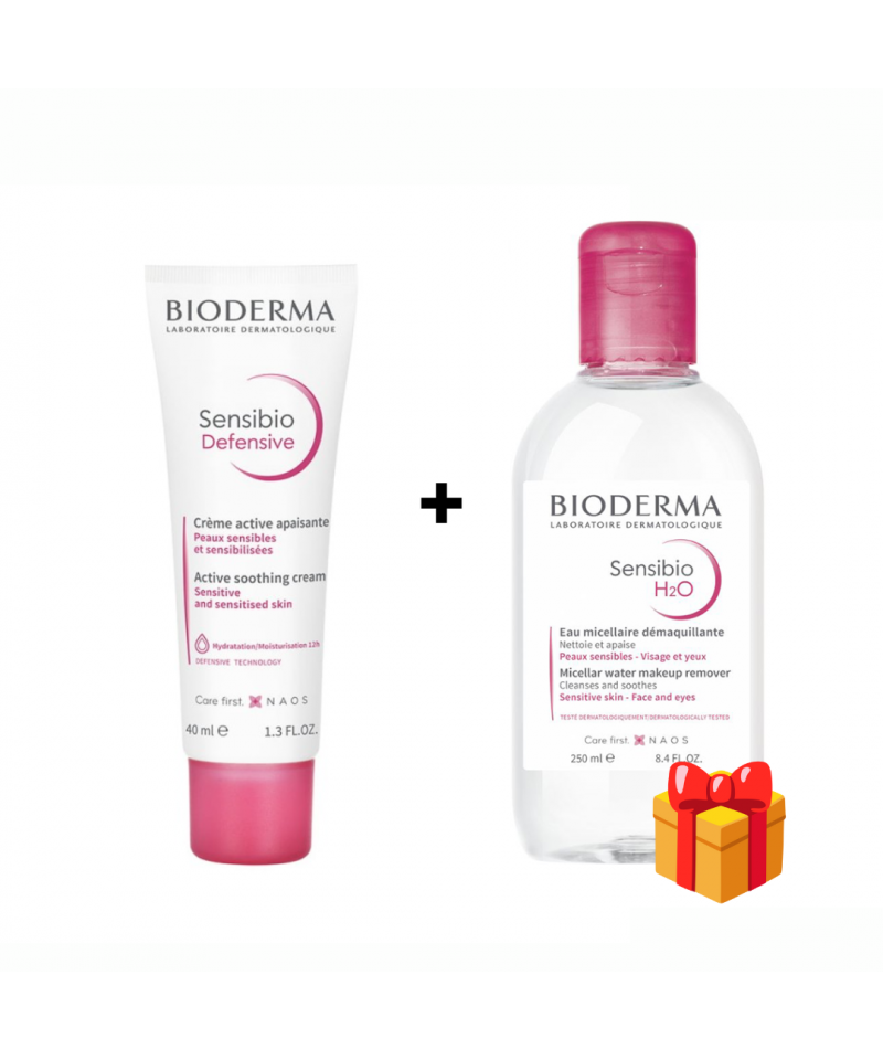 bioderma-sensibio-defensive-creme-40ml-h2o-250ml-offert BIODERMA Sensibio Defensive Creme 40ml + Sensibio Gel Moussant 200ml – Image 1